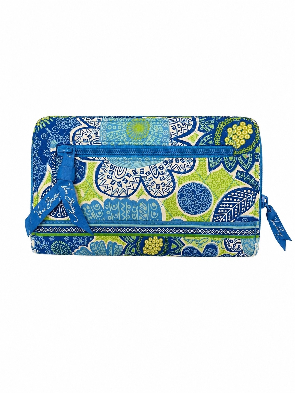 Vera Bradley Doodle Daisy Turn Lock Wallet Retired Floral Blue Green Quilted - Picture 3 of 10